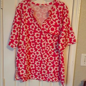 BiBi Pink and White Floral Blouse